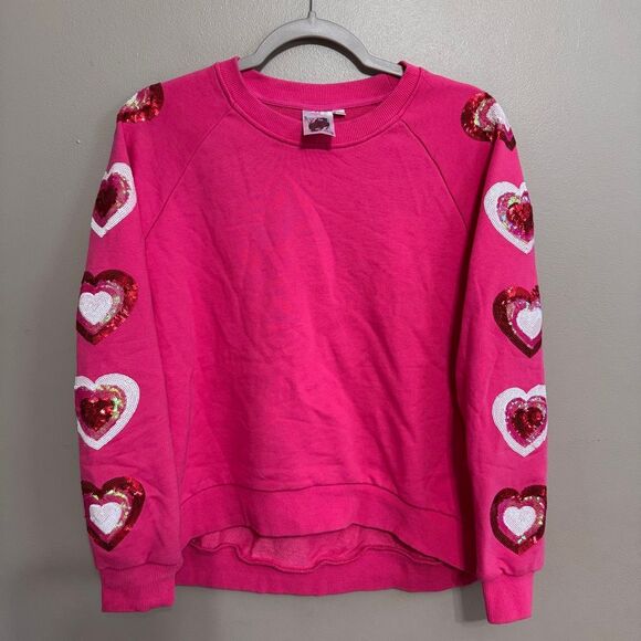 QUEEN OF SPARKLES Heart on Your Sleeves Crewneck Sweatshirt medium - Picture 2 of 7